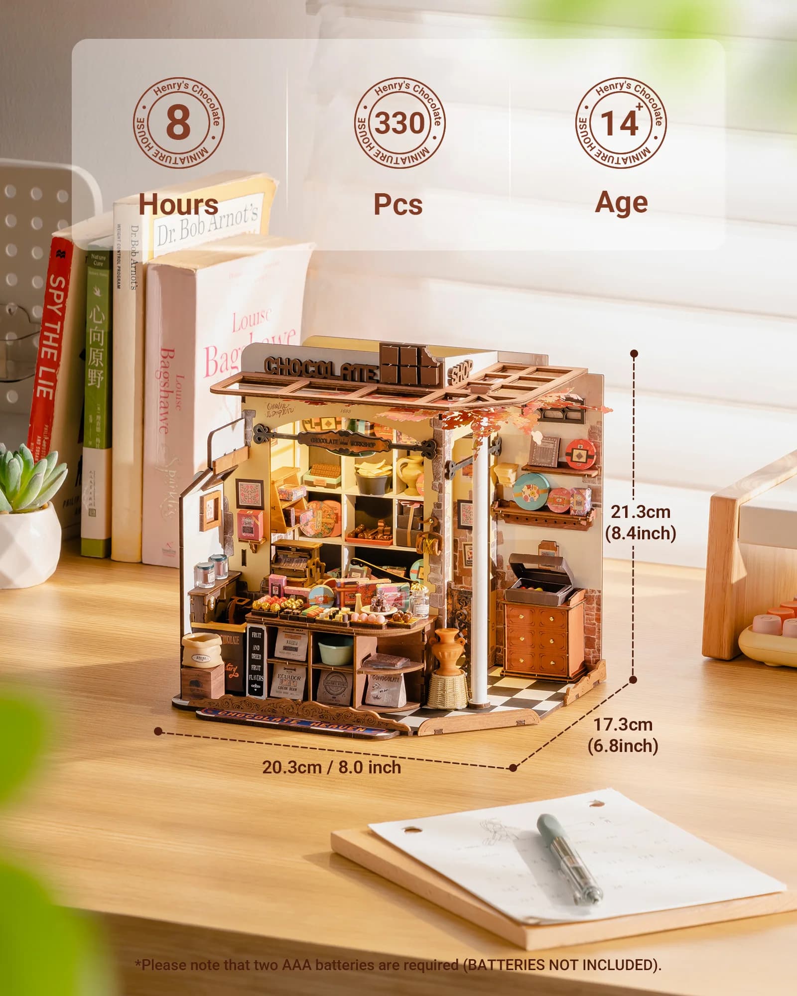 Kit de maison miniature en bois à construire soi-même Rolife Henry's Chocolate, modèle de maison de 