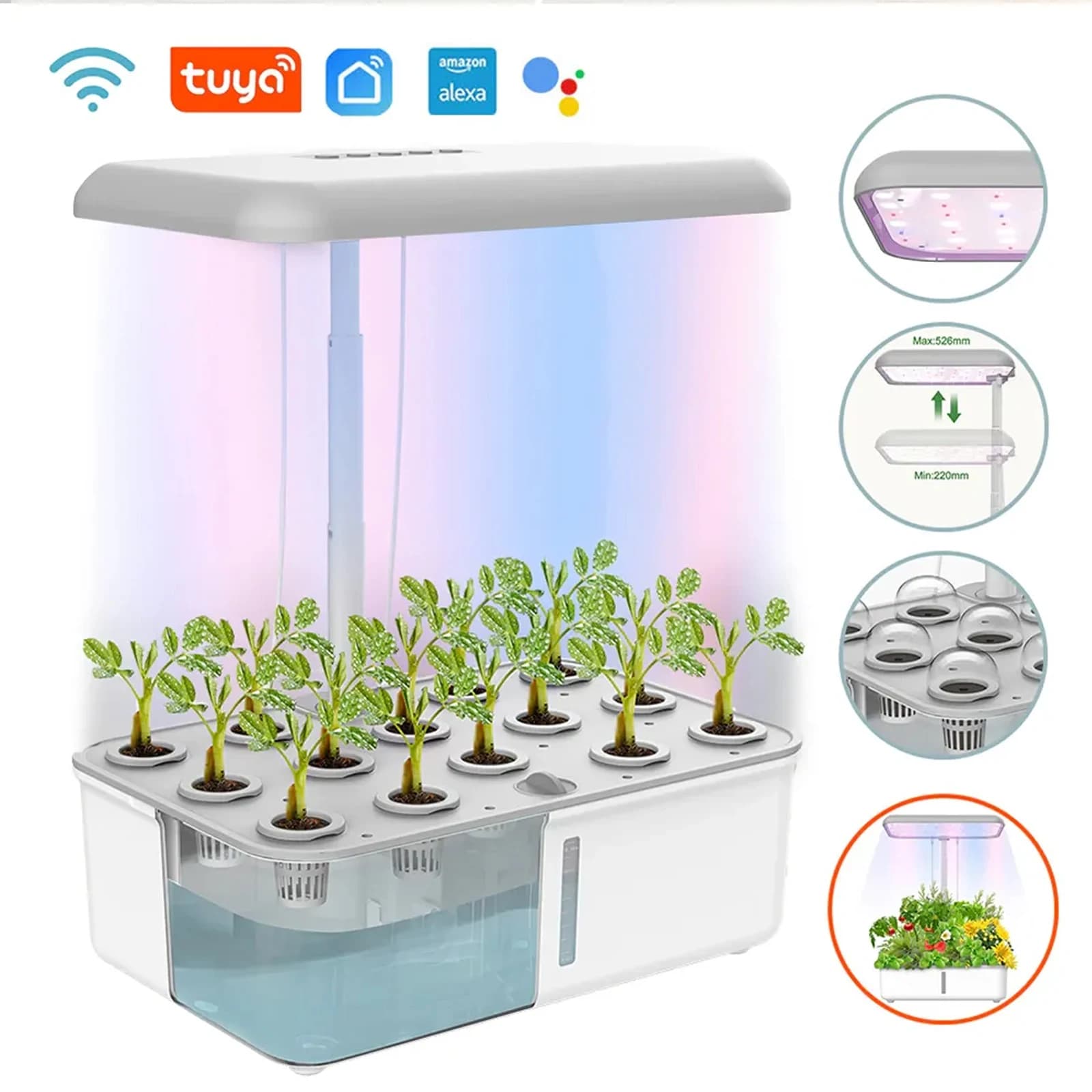 Tuya WiFi plante système hydroponique croissance lumière LED sans sol Machine de plantation intellig
