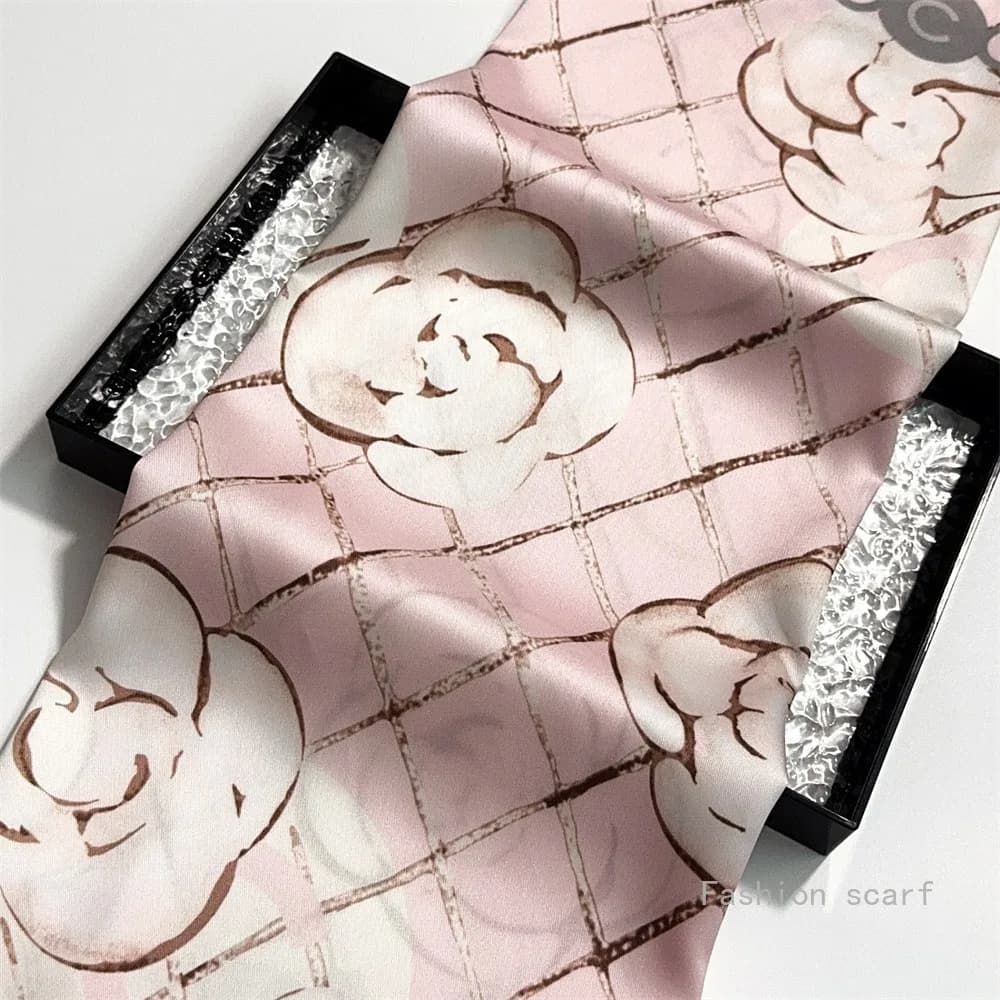 Français 90cm Plaid Rose sergé soie femmes voyage crème solaire châle grand carré écharpe foulard fo