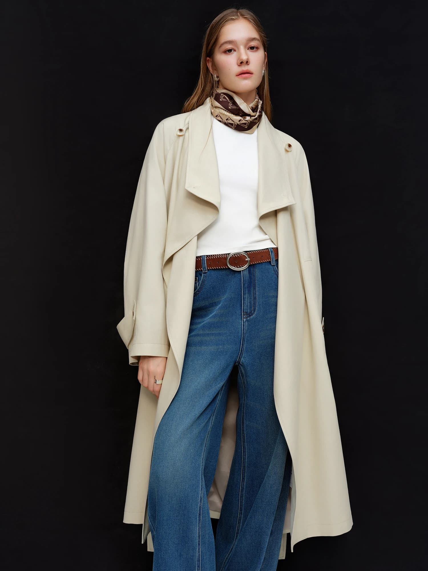 DUSHU – Trench-Coat de Style britannique pour femmes, coupe cintrée, mi-long, vêtements d'extérieur,