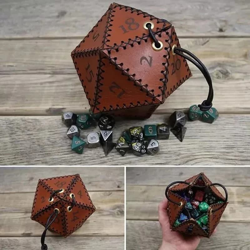 Nouveau D20 sac à dés dés polygonaux boîtes de rangement en cuir cordon renforcé pour le travail quo