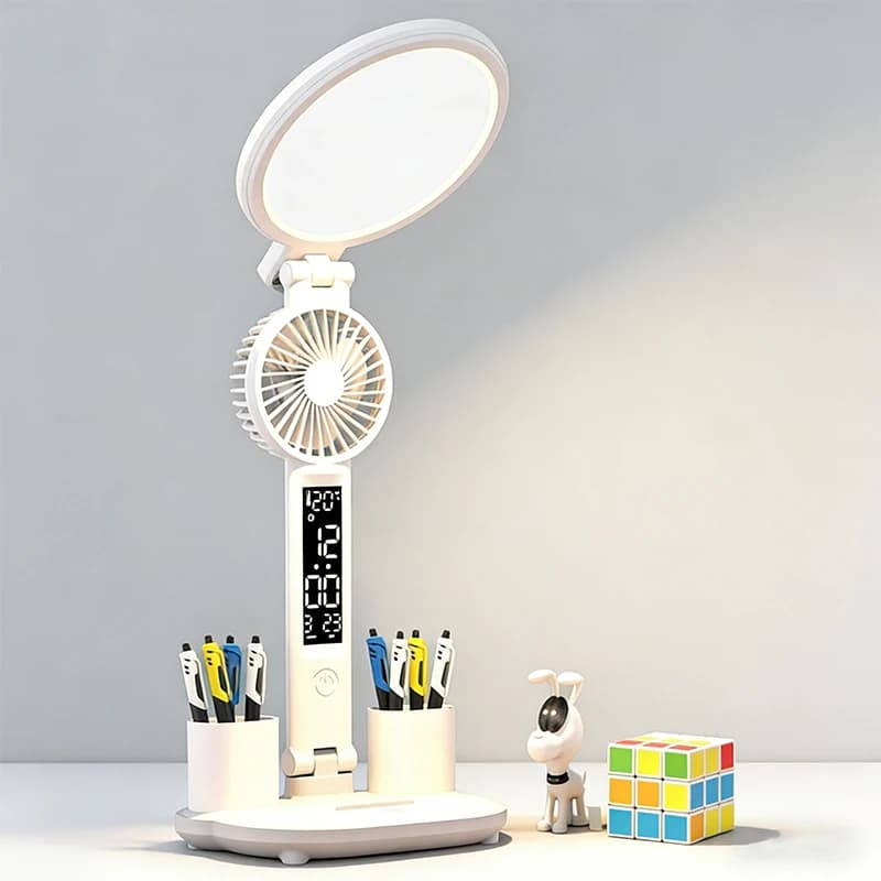 LED horloge lampe de Table USB rechargeable lampe de bureau à intensité variable 2 têtes 180 rotatio