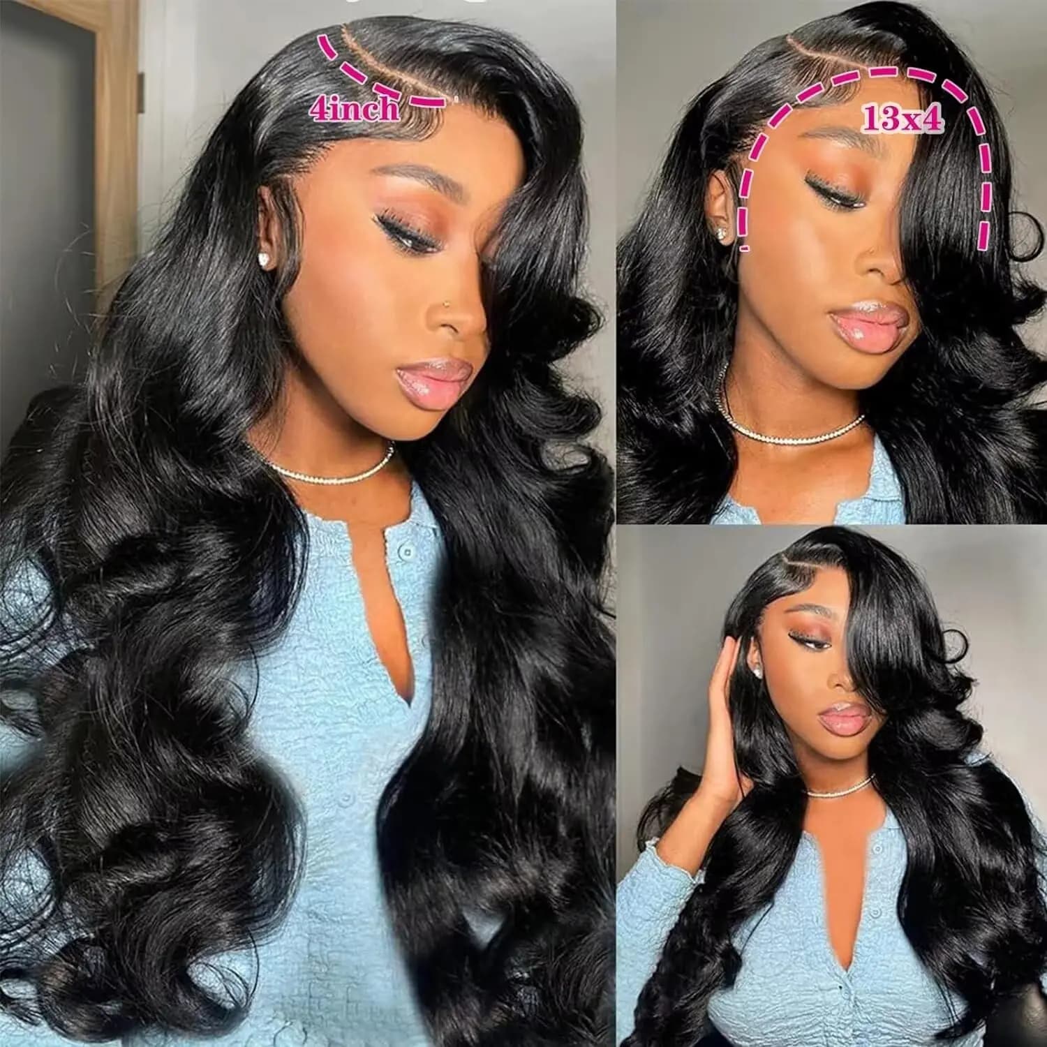 Perruque Lace Front Wig Body Wave Naturelle, Cheveux Humains, Sans Colle, 13x4, 13x6, 26, 28, 30, 32