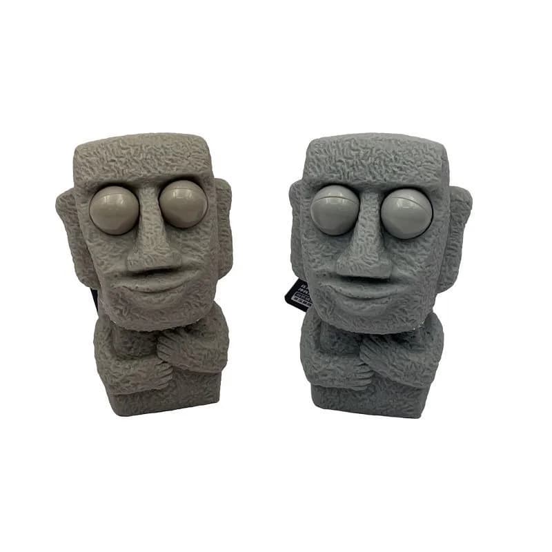 Statue Moai douce Stone Man pour enfants, libère un jouet anti-stress, rebondit lentement, yeux pres