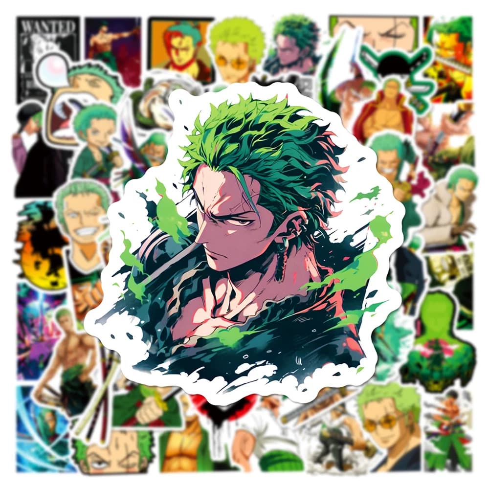 10/30/50pcs Anime une pièce Cool Zoro autocollants dessin animé Graffiti enfants autocollant jouets 