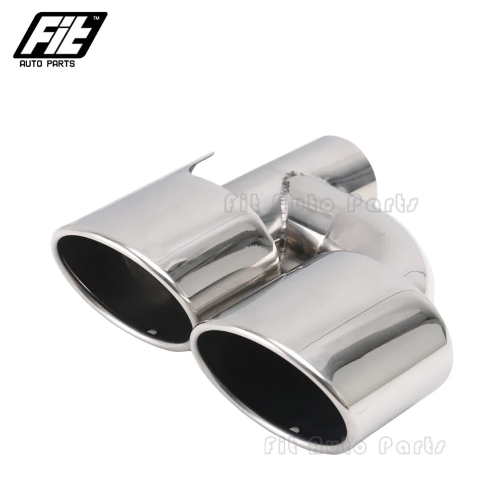 1 pièces en acier inoxydable 63mm entrée double embouts d'échappement voiture ovale silencieux carto