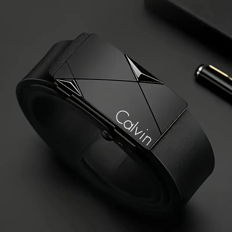 Ceinture élégante en cuir PU pour hommes – Ceintures à la mode pour la vie quotidienne, les loisirs,