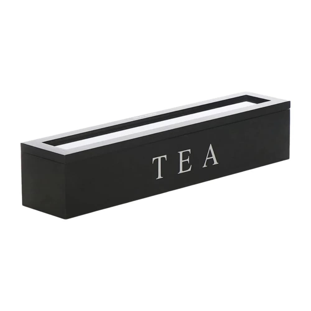 Boîte de rangement en bois pour sachets de thé, style à rabat, avec fenêtre transparente, porte-sach