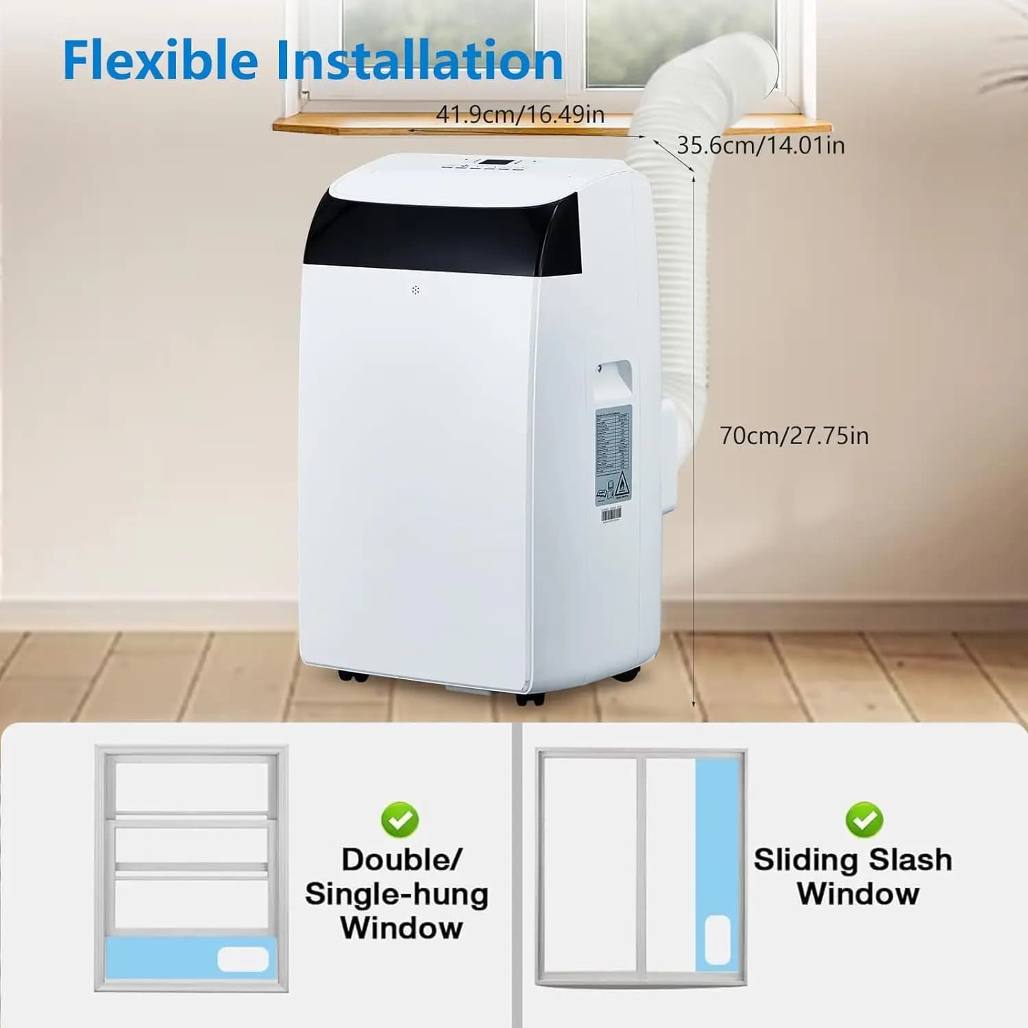 Climatiseur portable 3 en 1 avec télécommande, moteurs cool et touristes, balançoire automatique, 14