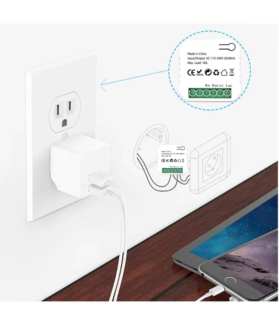 Module de commutation de prise ZigBee, mini-interrupteur intelligent avec moniteur d'énergie, minute