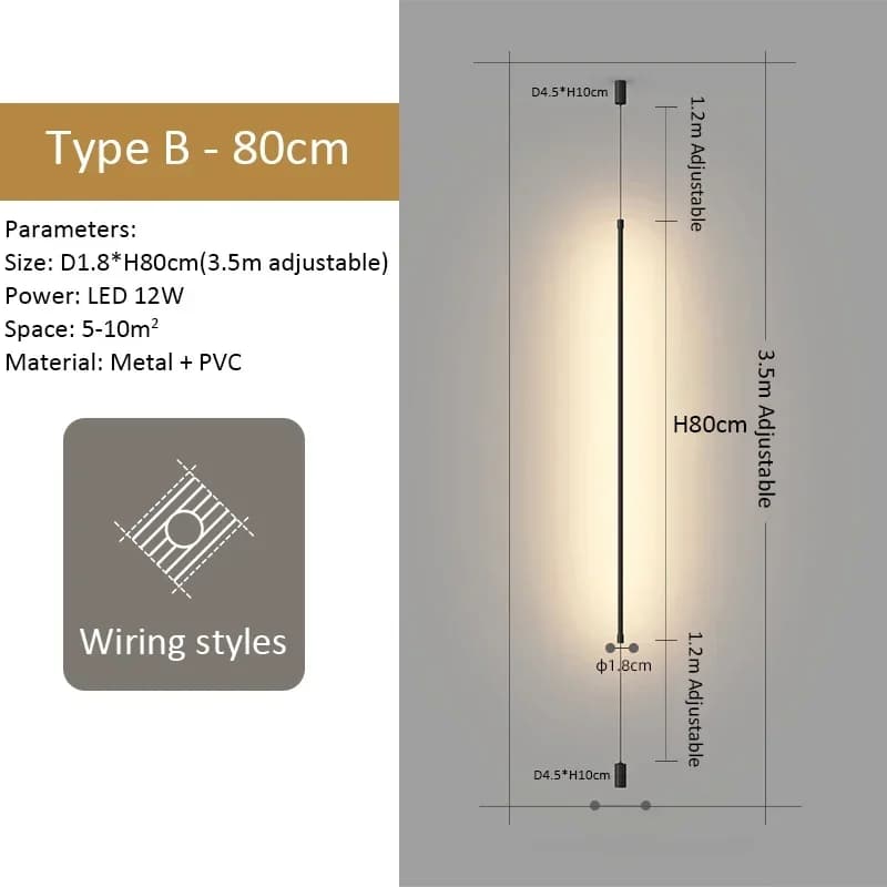 Lampadaire LED moderne noir de 120cm, éclairage décoratif pour la maison, luminaire d'intérieur pour