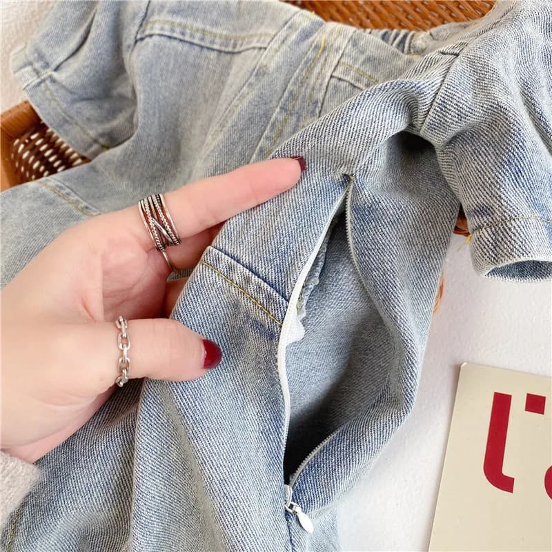 Nouvelle Robe en Jean pour Filles Été 2026 Style Coréen Tendance Manches Courtes Manches Bouffantes 