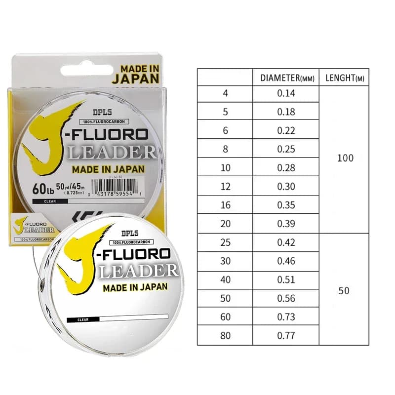 Ligne de pêche Leader en fluorocarbone DAIWAJ-FLUORO-longueur: 50M et 100M, taille: ligne Leader en 