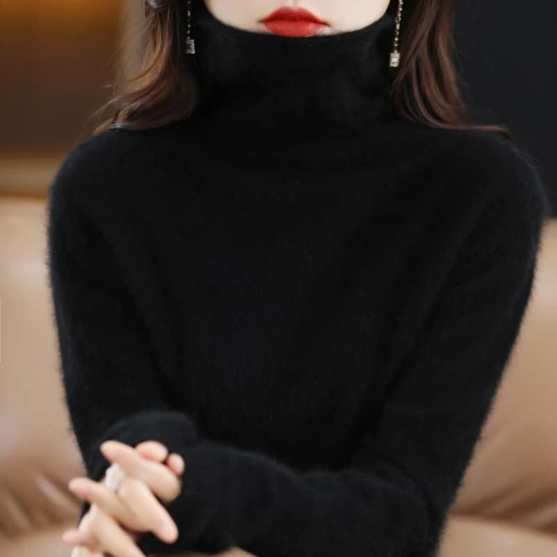 Offre spéciale dames nouveau 100% vison cachemire pull col roulé tricot à manches longues mince mode