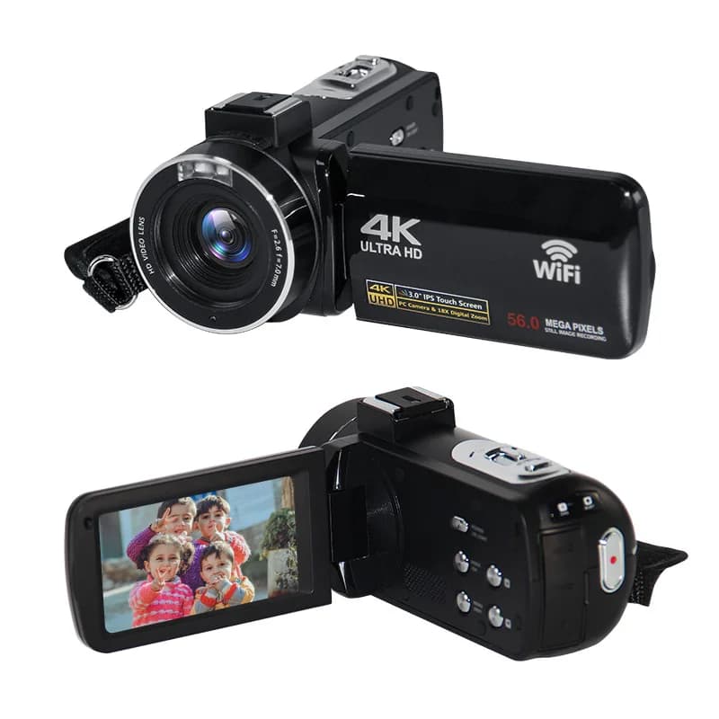 Appareil photo numérique 4K avec microphone coupe-vent et lumière de remplissage pour enregistrer 4K