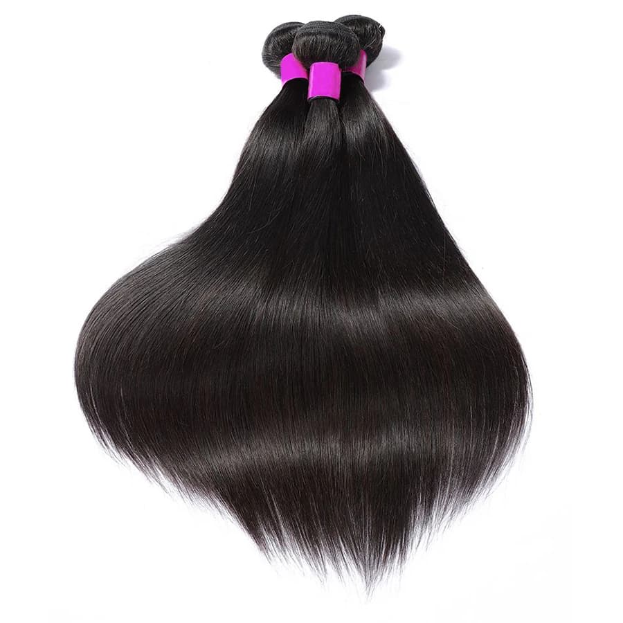 Extensions de cheveux humains Remy lisses, lots de 1/3/4 pièces, noir naturel, tissage brésilien, 14