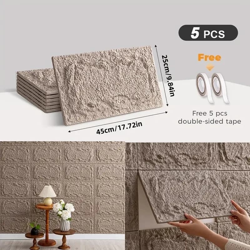 Panneau mural en pierre PU, 10 mm, motif brique réaliste, anti-moisissure et résistant à l'humidité,