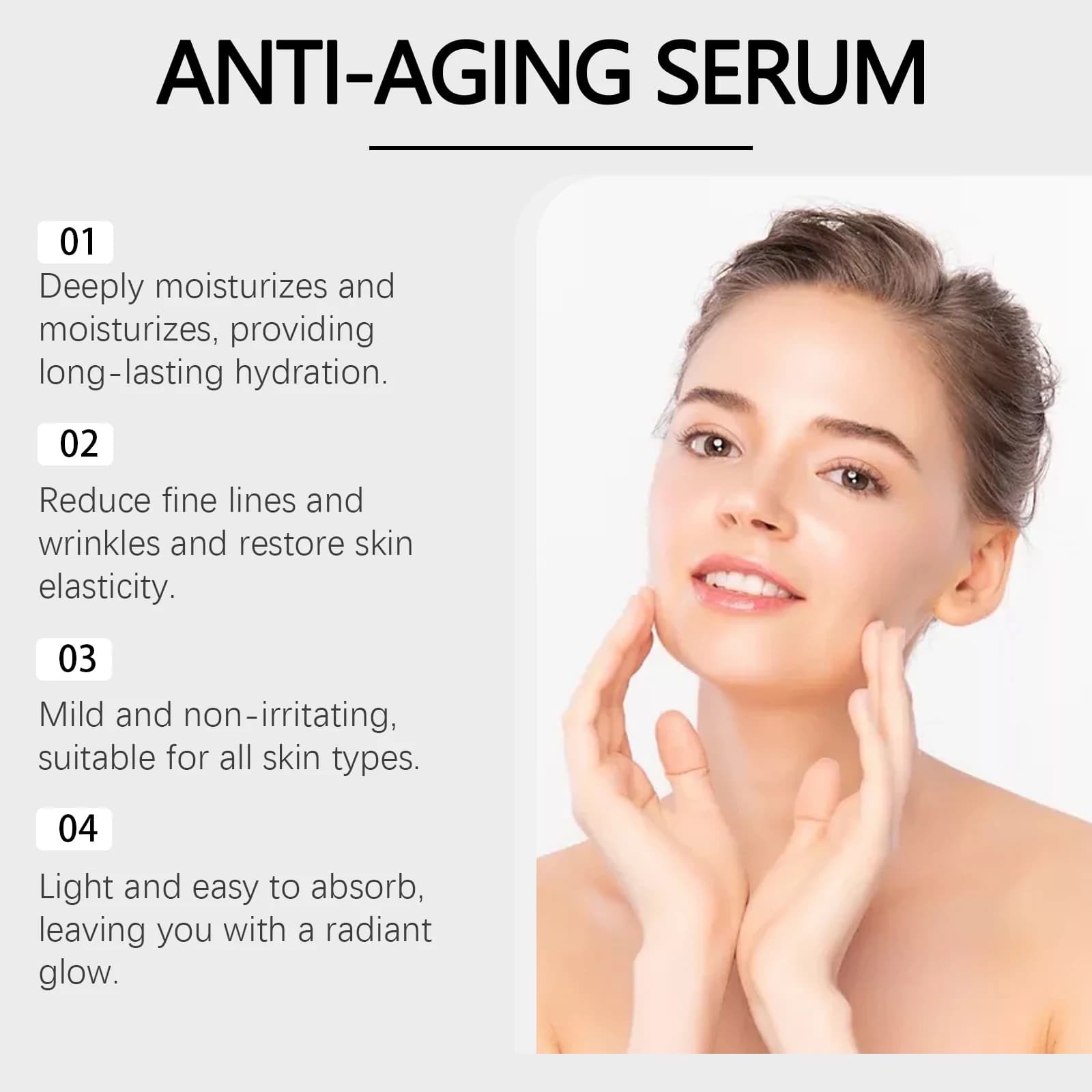 Kit Sérum Raffermissant Visage avec Rouleau Microneedle Anti-Âge, Essence Hydratante et Lissante pou