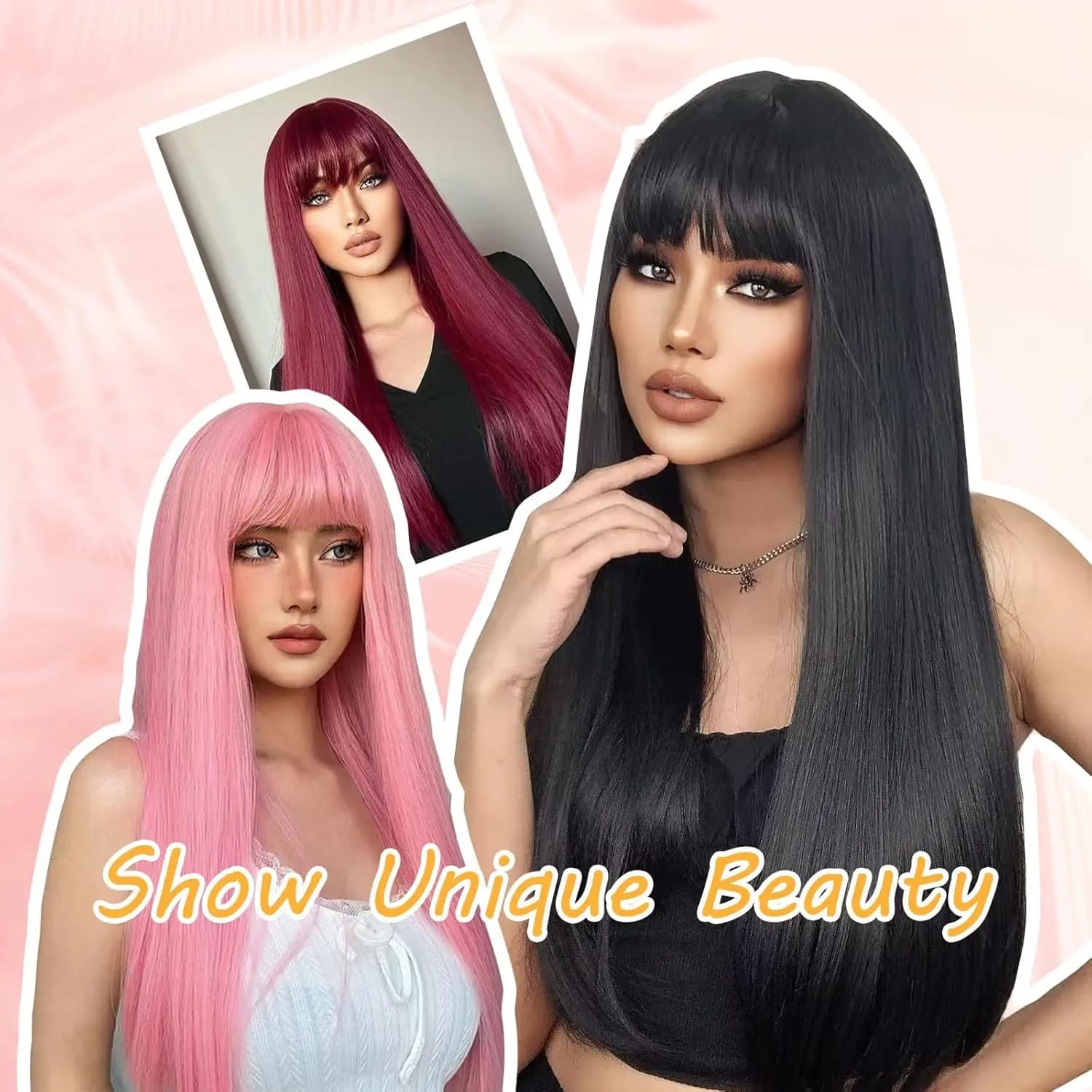 Perruque synthétique 26 pouces la plus vendue pour cheveux longs et raides, idéale pour le cosplay d
