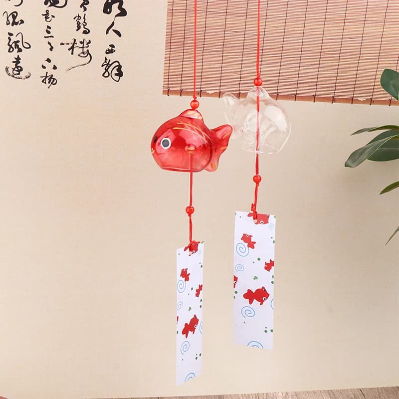 Carillon éolien carillons verre japonais Style poisson rouge jardin suspendu décor extérieur pendent