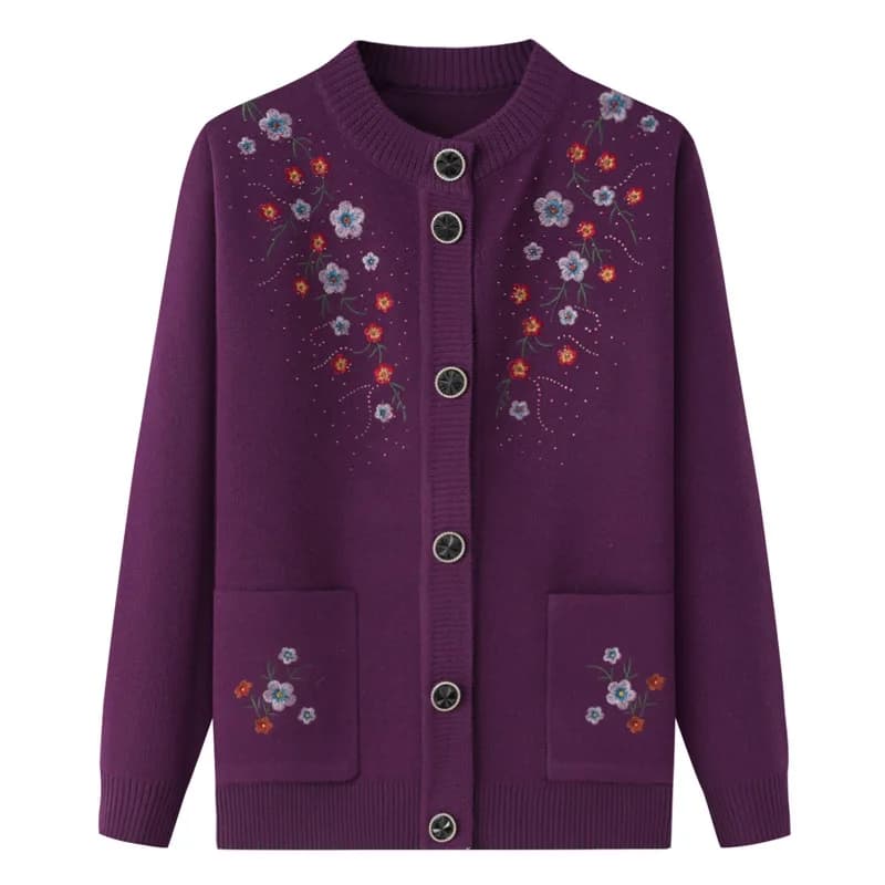 Haut de printemps automne femmes ElmainMother's brodé avec espoir chandails grand-mère hiver Plus Ve