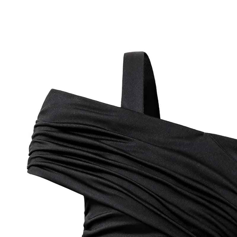 Robe d'été noire pour filles, couleur unie, écharpe, manches courtes, froncée, à plusieurs niveaux, 