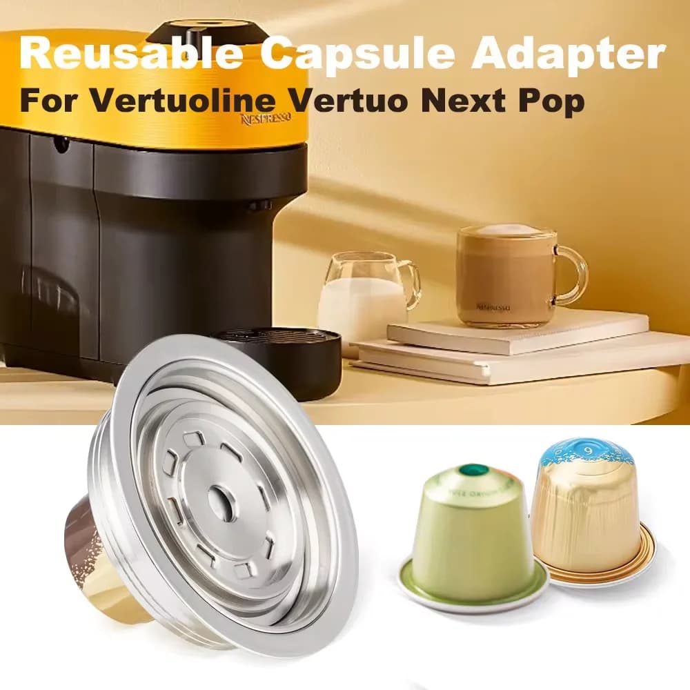 Adaptateur de capsules réutilisables iCafilas pour Machine Vertuo Next Pop, Compatible avec les dose