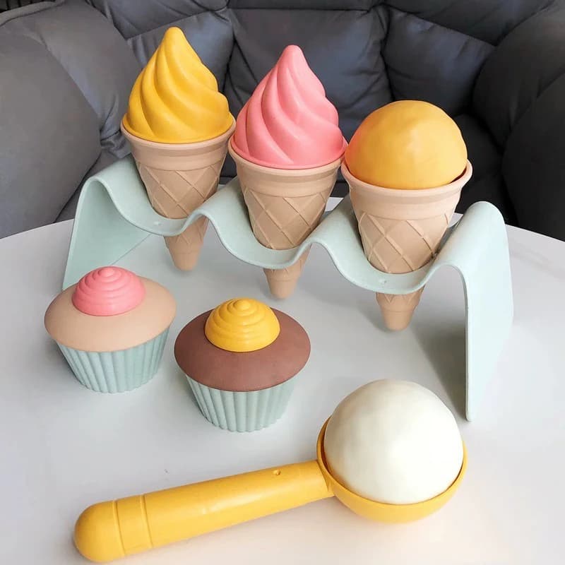 Jouets de plage pour enfants, jeu de sable, paille de blé, jouets de crème glacée, outils de creuser