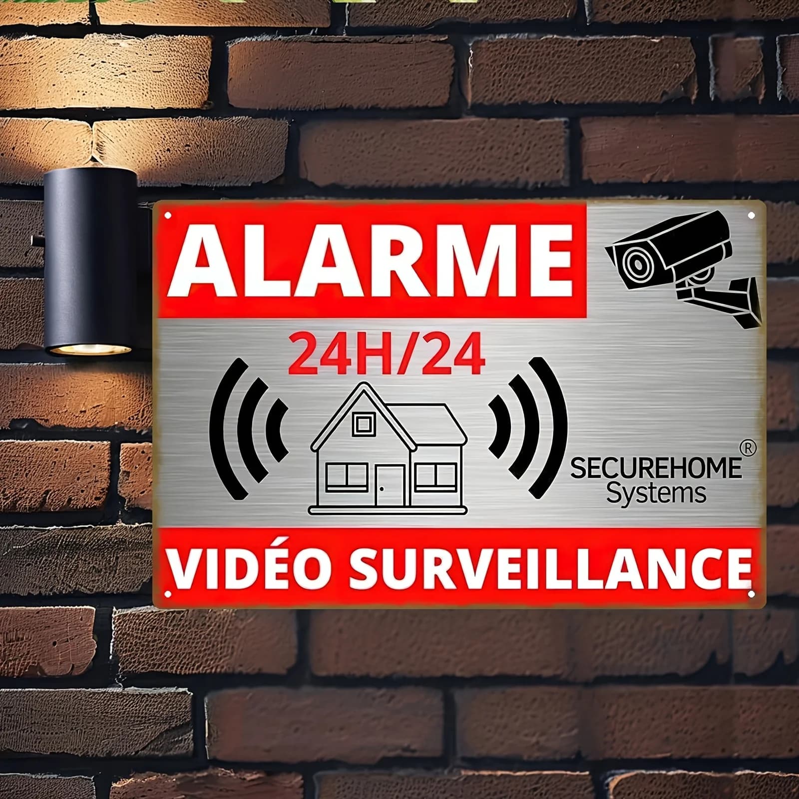 Panneau d'alarme de vidéosurveillance SecureHome Systems 24/7, Plaque murale traditionnelle en fer 8