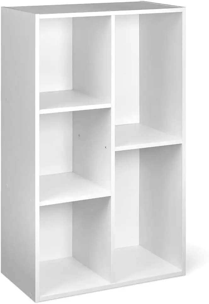 Bibliothèque de rangement à 5 cubes, étagères blanches robustes pour livres et objets de collection,