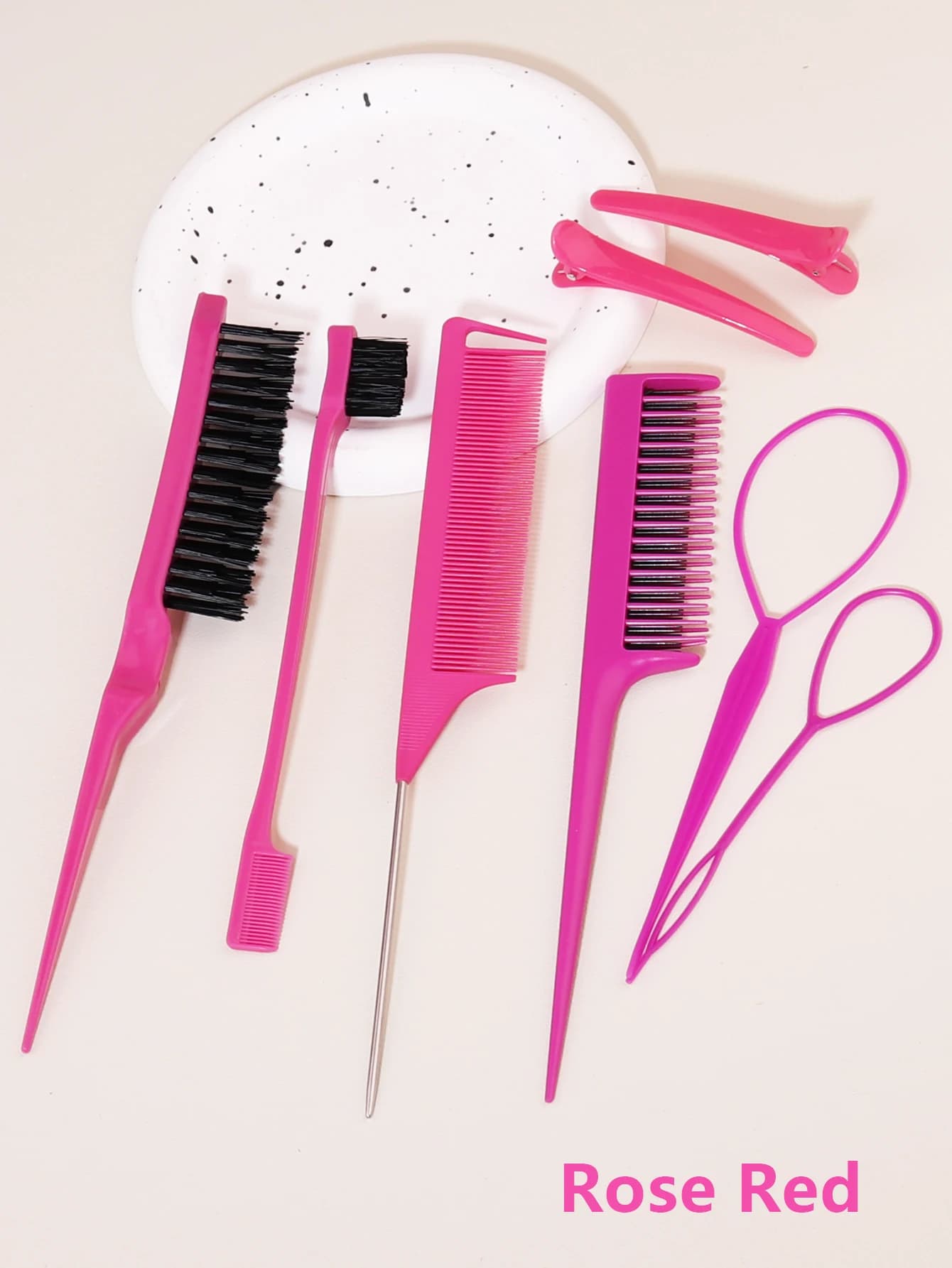 Ensemble de peignes de coiffure 8 pièces avec peigne à triple déchirure, peigne à queue de souris, b