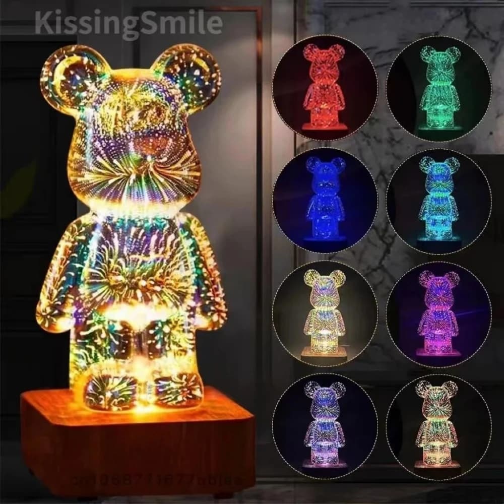 1/2 pièces LED 3D ours veilleuse USB chambre décoration lumière ambiante adapté à la chambre d'enfan