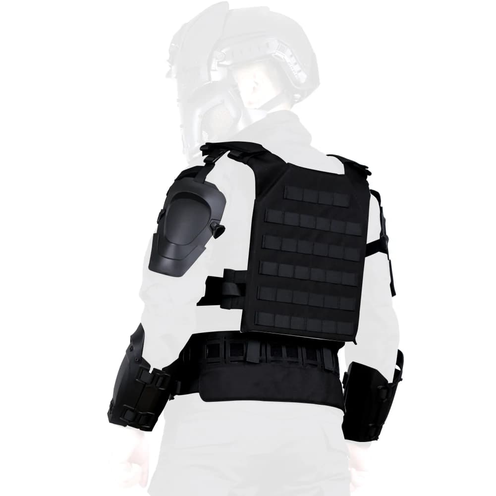 Armure tactique avec gilet de protection, coudière, plastron, entrejambe, joint de taille, taille ré