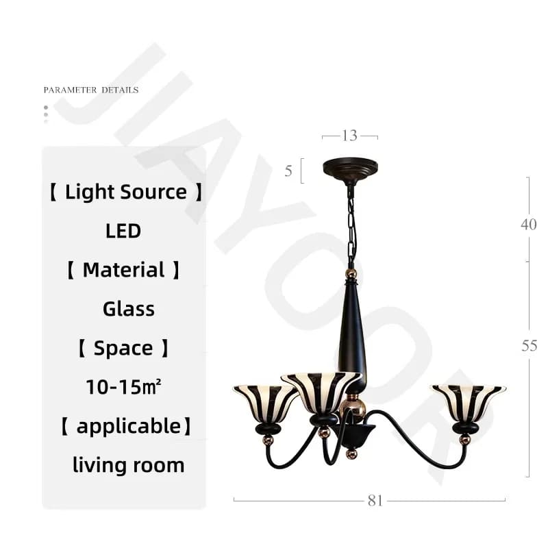 Lampe suspendue pour salon, style médiéval français, lampe suspendue rétro américaine noir et blanc,