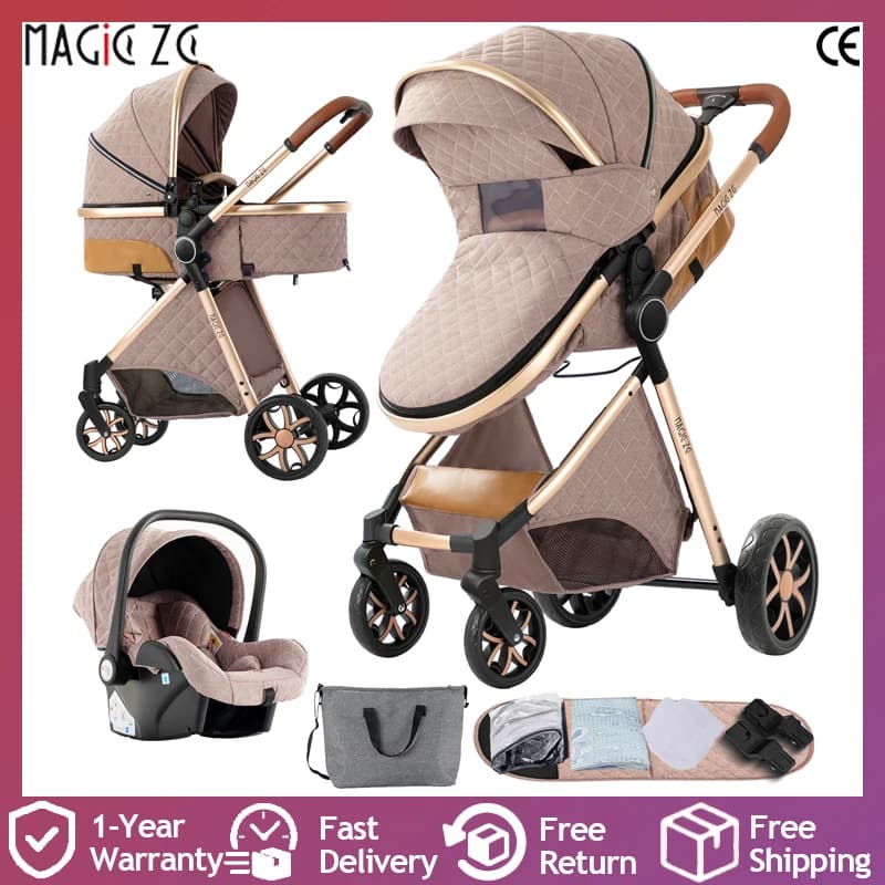 Système de voyage de poussette de bébé 3 en 1 de luxe avec siège auto landau de bébé poussette infan