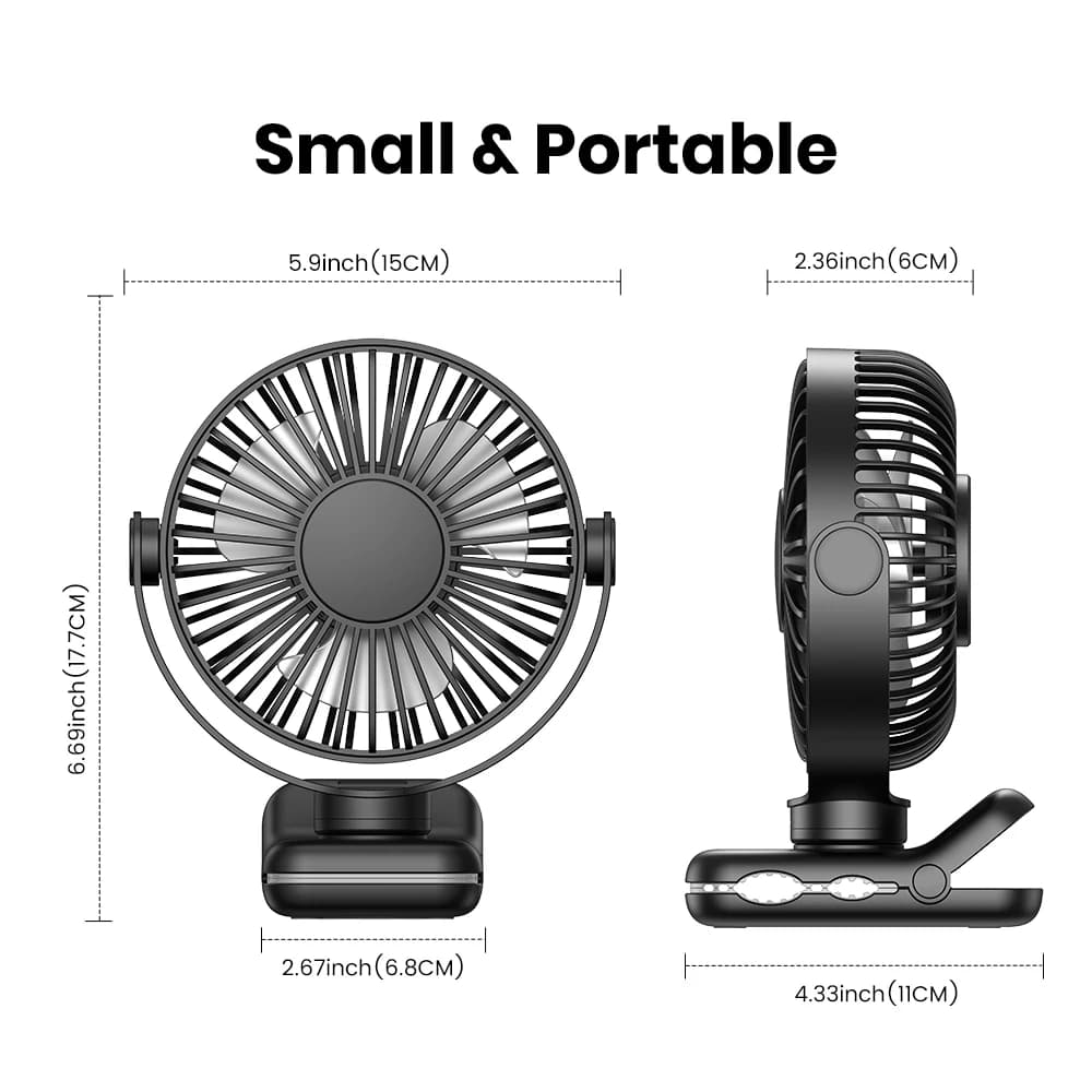 TOPK Mini ventilateur portable à clipser, ventilateur de bureau USB, vent silencieux à 3 vitesses 72