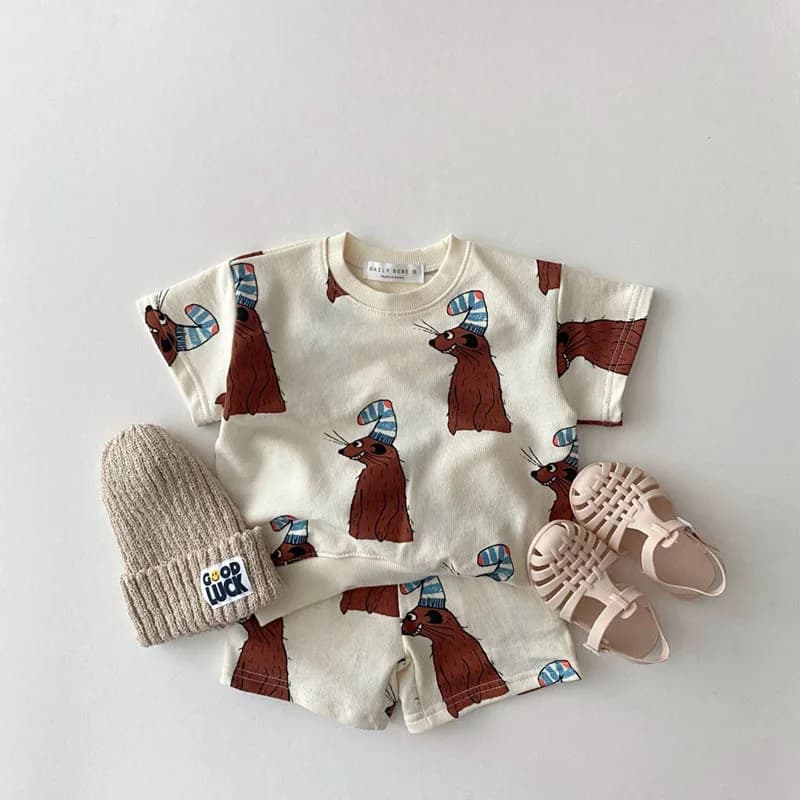 TZ21005-Ensemble de vêtements d'été pour enfants, t-shirt + short pour nouveau-né, ensemble de joggi