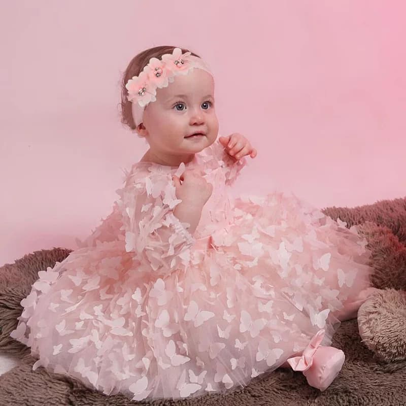 Robe pour nouveau-né de 3 6 9 12 18 24 mois, en maille à fleurs, à la mode, petite princesse, cadeau