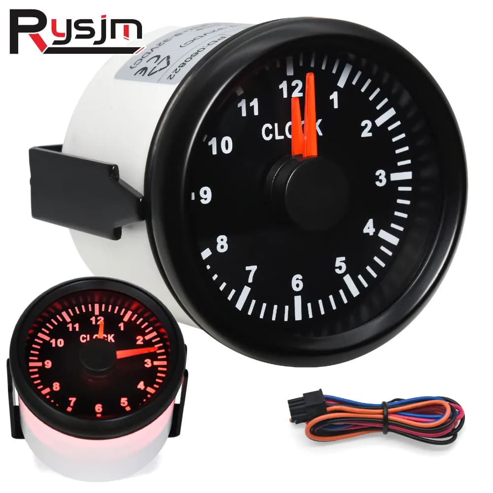 Jauge d'horloge personnalisée 52mm 2 pouces, 12 heures pour voitures, bateau, camion, rétro-éclairag