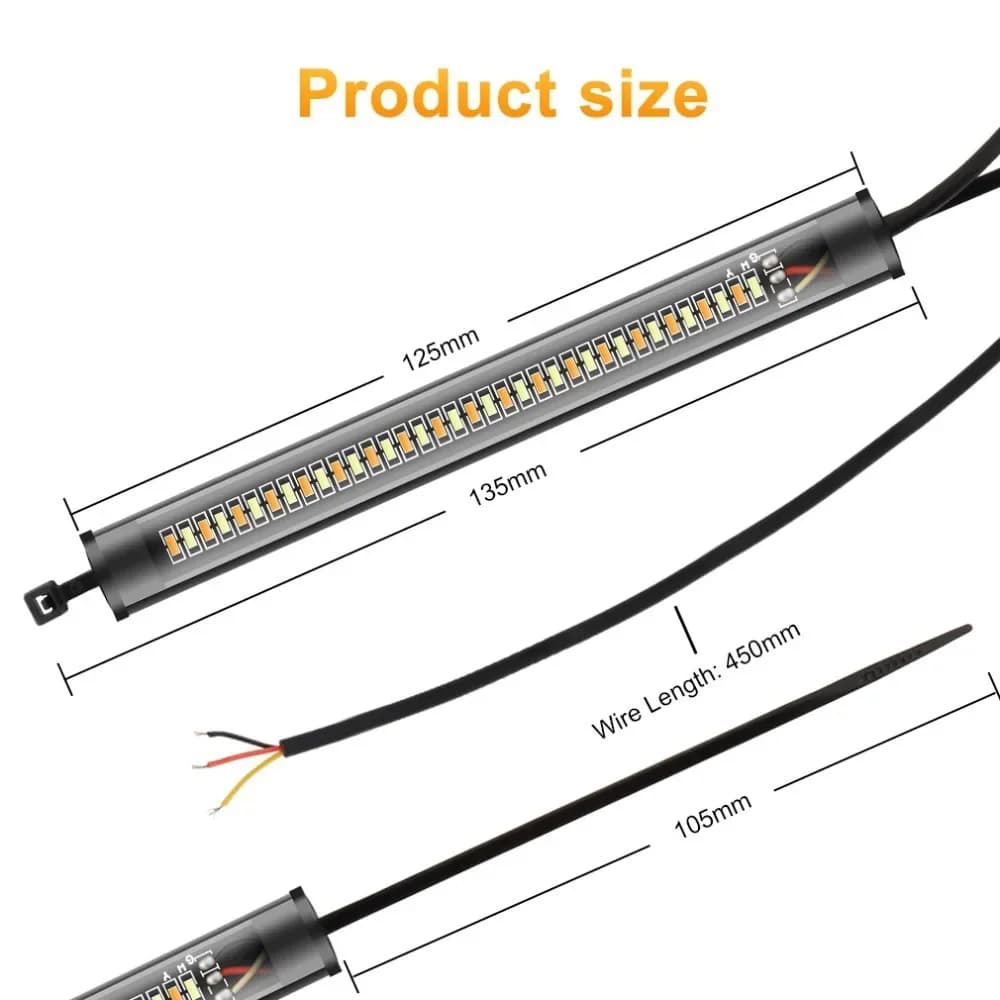 1Pc 12V LED Moto clignotant et DRL ambre blanc Moto clignotant anneau fourche bande lampe clignotant