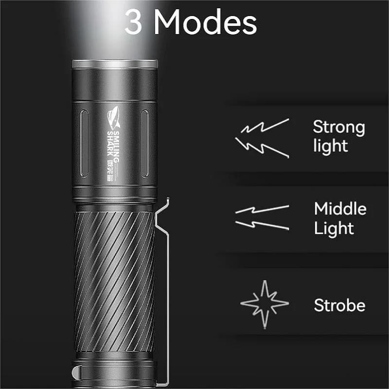 1 pièces souriant requin SD7115 lampe de poche Portable petite torche lumière Rechargeable étanche F