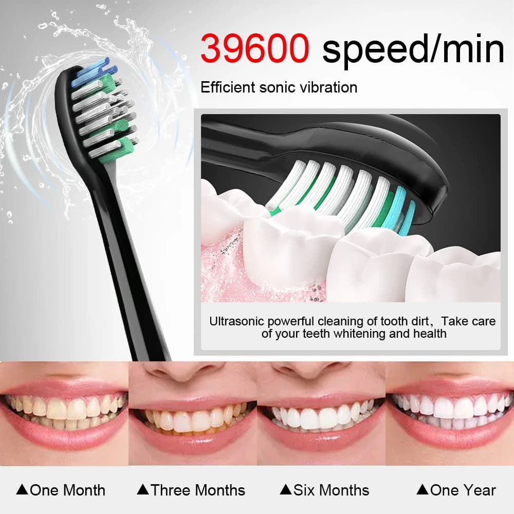 Brosse à dents électrique sonique 8 têtes de brosse intelligente Ultra sonique blanchiment des dents