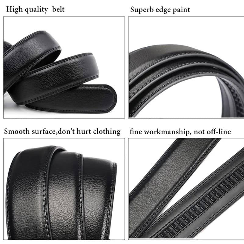 Ceinture trempée automatique pour homme, ceinture de luxe noire, haute qualité, 110cm, 120cm, 130cm