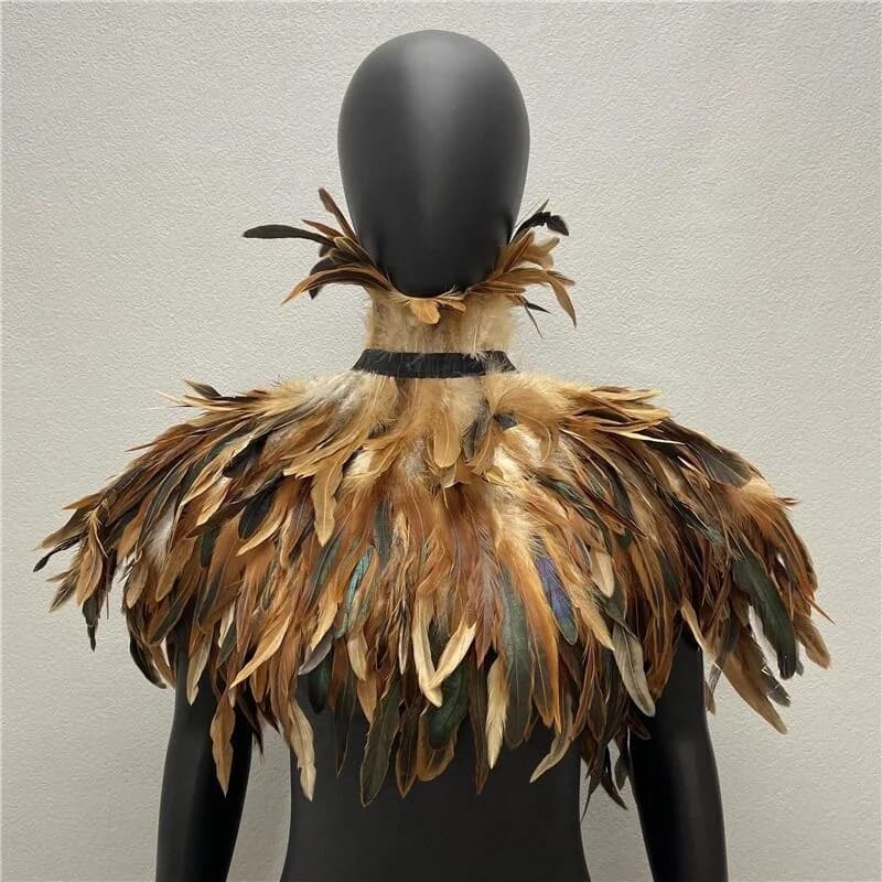 Manteau Gothique Punk pour Femme, Cape Initiée, ixEverak, Plume, Vêtements de Bal, Châle, Plumes, Co