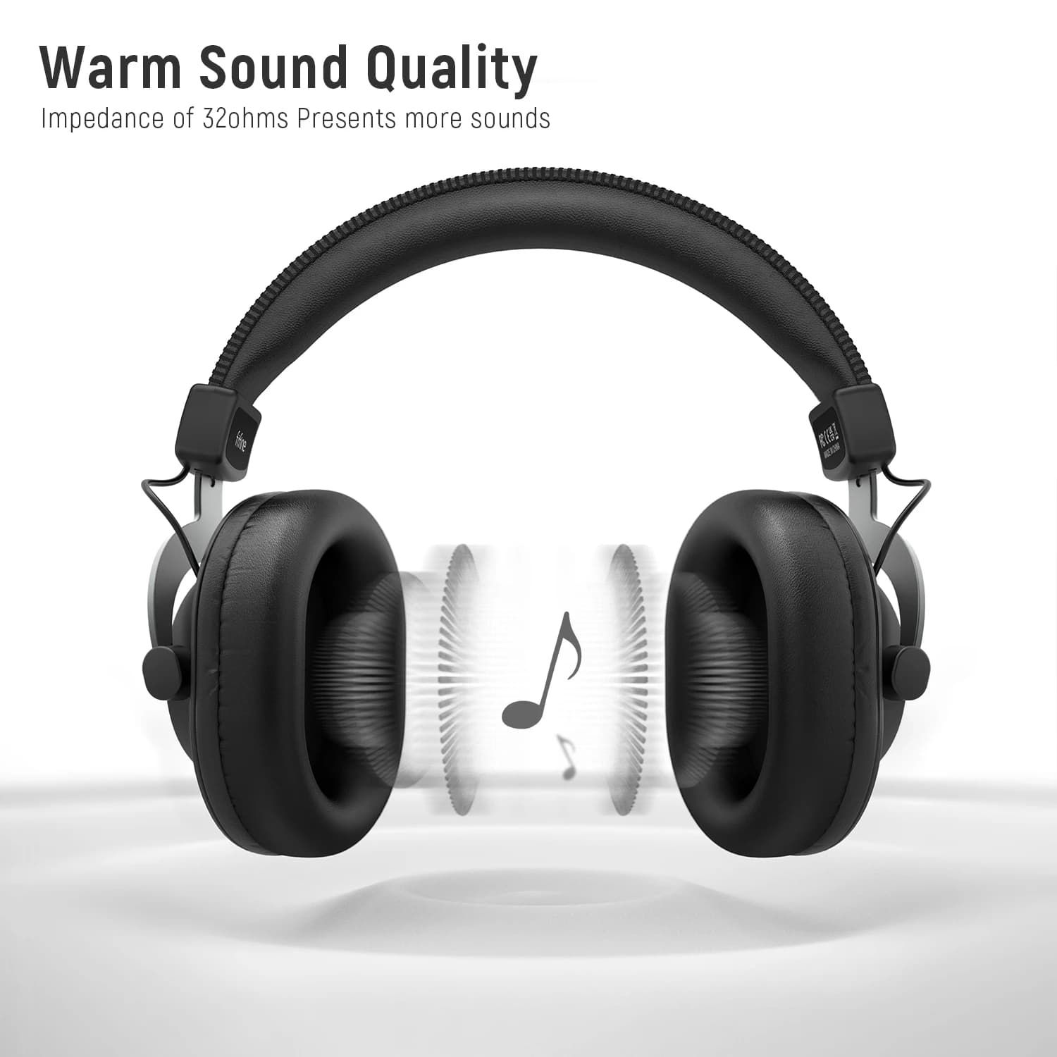 FIFINIE Casque filaire sur l'oreille, mousse à mémoire de forme confortable, prise 3,5 et 6,35 mm po