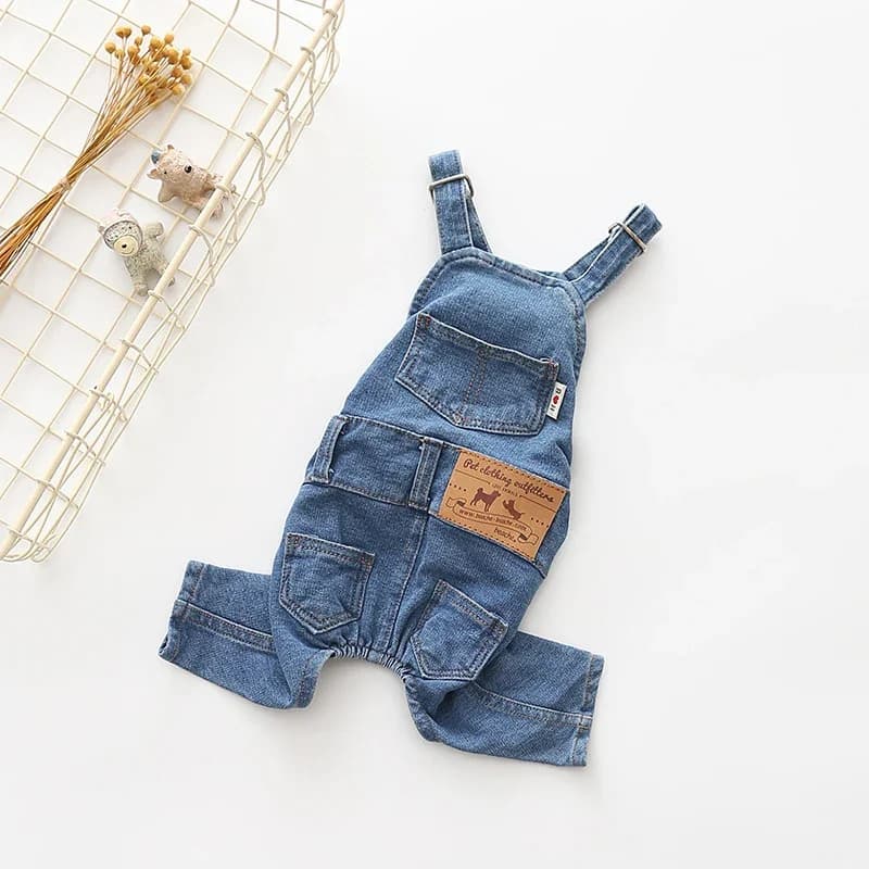 Salopette en jean pour animaux de compagnie pour bouledogue français, combinaison en jean pour chien