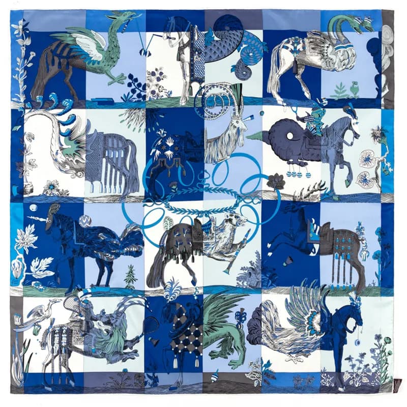Marque de luxe sergé soie grande écharpe femmes à la main curling cheval cavalier animal femme sergé