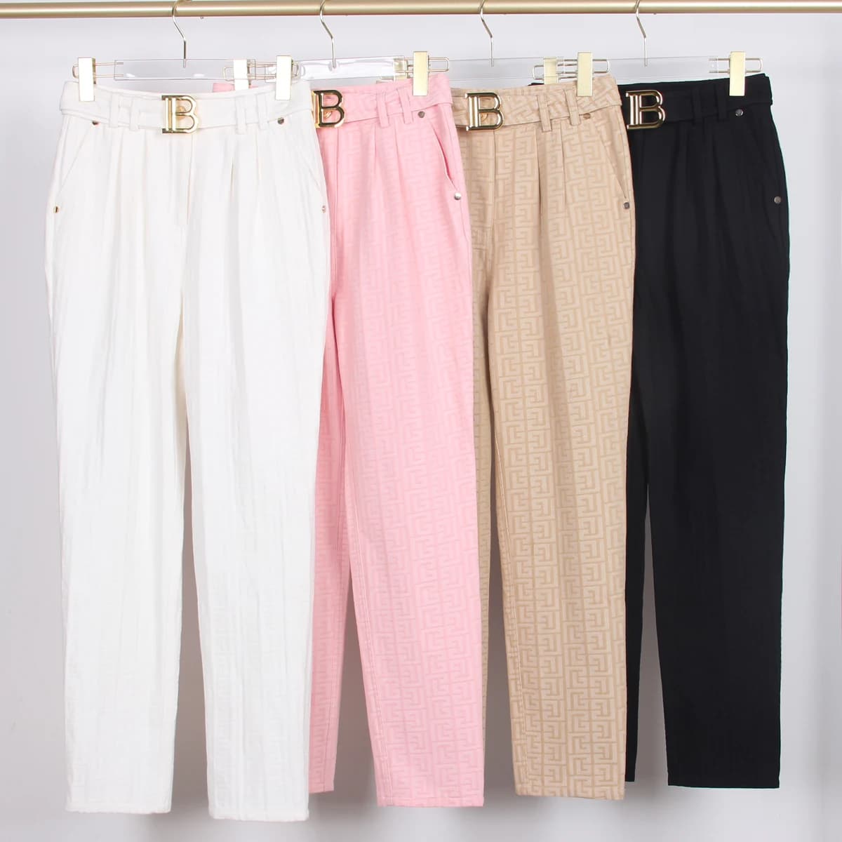 S-3XL printemps et automne nouveau tissu Jacquard de haute qualité avancé tout-assorti pantalon déco