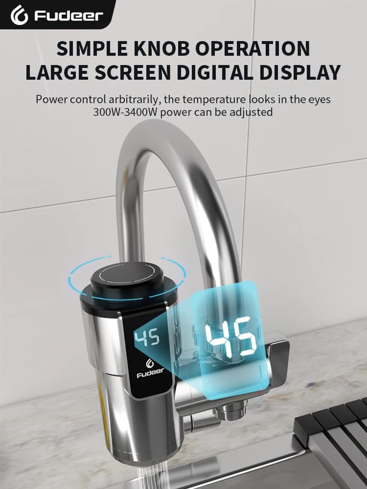 Fudeer 3400W 220V robinet de chauffage de l'eau électrique connecteur adaptateur de robinet d'eau ch