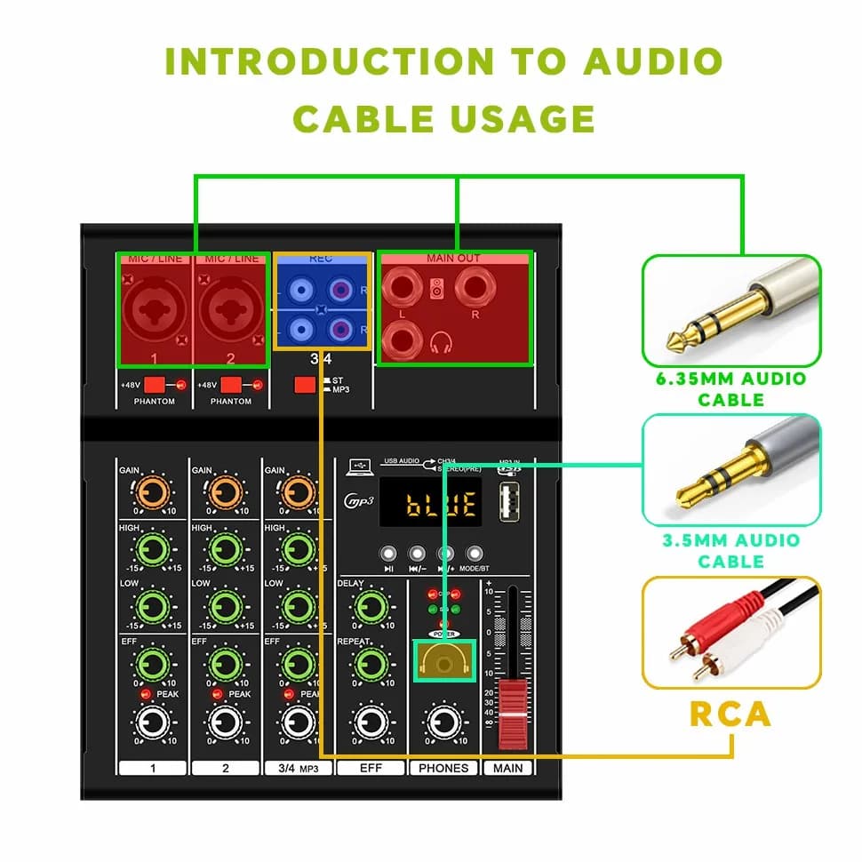 GAX-A4 MINI mélangeur Audio 4 canaux mélangeur numérique professionnel Console Dj avec USB mélangeur